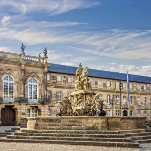 Margrave fountain at the New Palace, Residenzplatz, Bayreuth, Upper Franconia, Bavaria