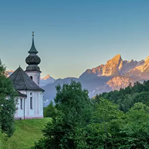 Maria Gern and Mount Watzmann in background, Berchtesgaden, Bavaria, Germany, Europe