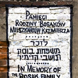 Memorial on Residential Buiding, Kazimierz, Krakow, Poland, Europe