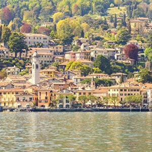 Menaggio town on Lake Como viewed from the touristic ferry, Menaggio, Como province