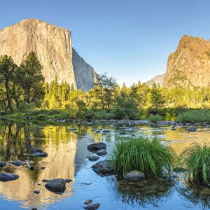 Merced River with El Capitan and Cathedral Rocks, Yosemite National Park, California