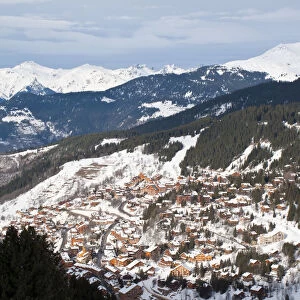 Meribel ski resort in the Three Valleys, Les Trois Vallees, Savoie, French Alps, France