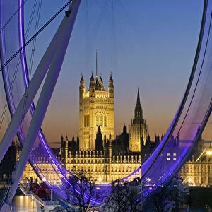 Millennium Wheel (London Eye) and Big Ben, Houses of Parliament, London, England, UK