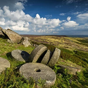 Millstones at Stanage Edge, Peak District National Park, Derbyshire, England