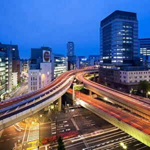 Modern office buildings and intersection in Ginza, Tokyo, Japan