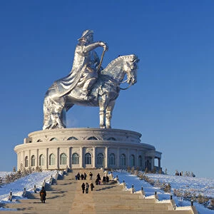 Mongolia, Tov Province, Tsonjin Boldog. A 40m tall statue of Genghis Khan on horseback