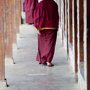 Monks at the Kharchhu Monastery near Chamkar Bhutan