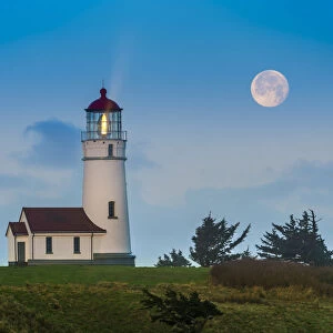 Full Moon over Cape Blanco Lighthouse, Oregon, USA