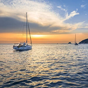 Mooring sailboats at sunset in Elba Island (Viticcio, Livorno, Tuscany