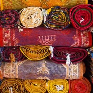 Morocco, Marrakech, Carpets in market