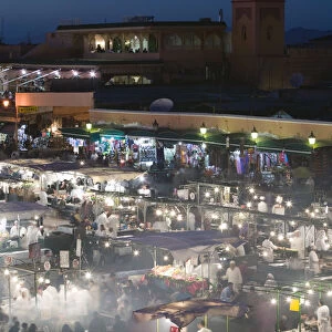 Morocco, Marrakech, Djemma el-Fna Square Food Stands