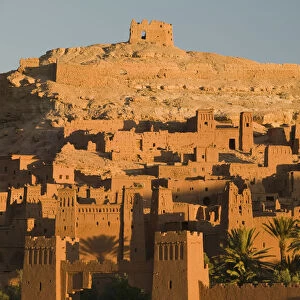 Morocco, South of the High Atlas, Ait Benhaddpu, Dawn Light on the Kasbah / Site of
