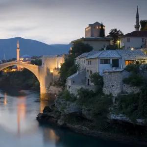 Mostar & old Bridge over the Neretva river, Bosnia and Herzegovina