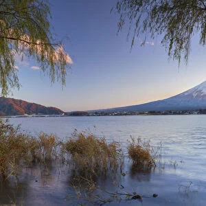 Mount Fuji and Lake Kawaguchi at sunset, Yamanashi Prefecture, Japan