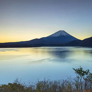 Mount Fuji and Lake Motosu at dawn, Yamanashi Prefecture, Japan