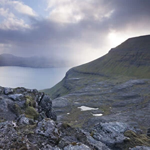 Mountain scenery on the island of Streymoy, Faroe Islands. Summer