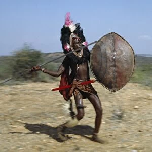 A Msai warrior in full battle cry