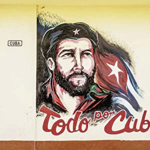 Mural painting with Che Guevara, Santiago de Cuba, Santiago de Cuba Province, Cuba