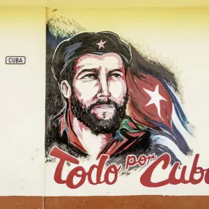 Mural painting with Che Guevara, Santiago de Cuba, Santiago de Cuba Province, Cuba Mural painting with Che Guevara, Santiago de Cuba, Santiago de Cuba Province, Cuba