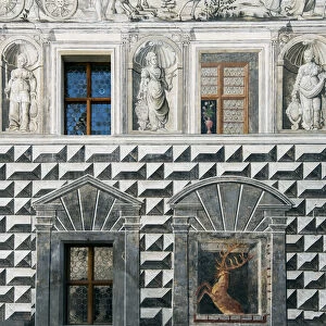 Detail of the mural paintings adorning the Ambras Castle or Schloss Ambras, Innsbruck