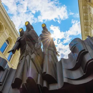 The Three Muses Statue at the National Drama Theatre, Vilnius, Lithuania The Three Muses Statue at the National Drama Theatre, Vilnius, Lithuania
