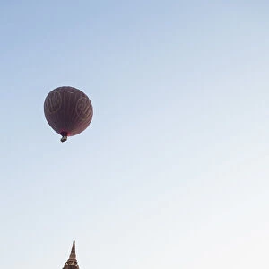 Myanmar (Burma), Bagan, Hot Air Balloons over Ancient Ruins