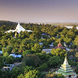 Myanmar (Burma), Mandalay, view of Mingun and surrounding landscapes from the top