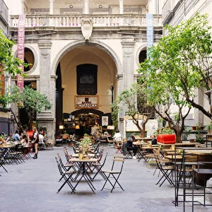 Naples, Campania, Italy. Barrio Botanico cocktail bar in historical building, Medina road