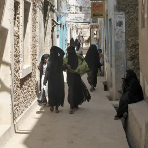 One of the narrow shopping streets in Lamu town