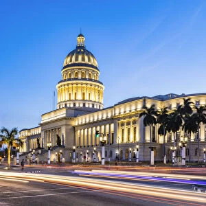 National Capitol building (El Capitolio) in the evening, Centro Habana Province, Havana
