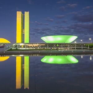 National Congress at dusk, Brasilia, Federal District, Brazil