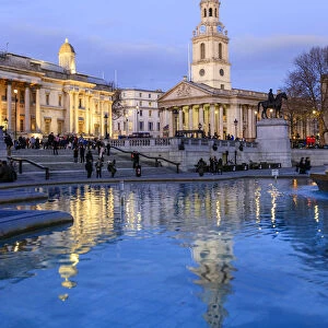 National Gallery and St. Martin in the Fields church reflected in the Edwin Lutyens