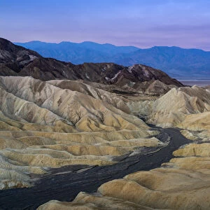 Natural rock formations at Zabriskie Point at dawn, Death Valley National Park