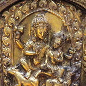 Nepal, Kathmandu, Gokarna Mahadev Temple, Brasswork