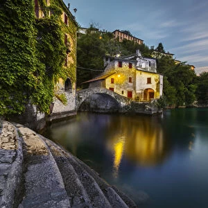 Nesso at dusk, Como lake, Como, Lombardy, Italy, Southern Europe