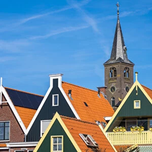 Netherlands, North Holland, Volendam. Tower of Sint-Vincentiuskerk (St