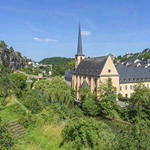 NeumAonster abbey at Grund with Bock Kasematten, Luxembourg