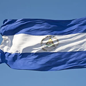 Nicaragua, Managua, Zona Monumental, Plaza de la Republica, Nicaragua flag