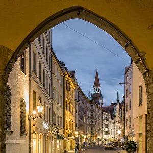 Night view of a street in Munich, Bavaria, Germany
