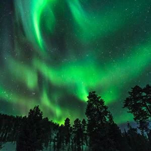 Norther Lights (Auora Borealis), Inari Lake, Lapland, Finland