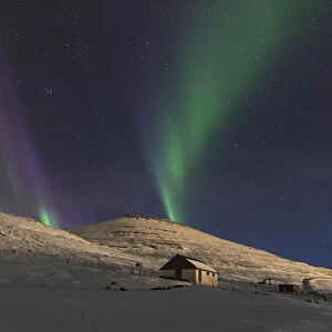 Northern lights in Klaksvik. Borðoy island, Faroe islands