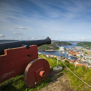 Norway, Ostfold County, Halden, high angle town view from Fredriksten Fortress with