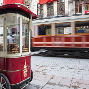 Nostalgic tram on Istiklal Caddasi, Beyoglu area, Istanbul, Turkey