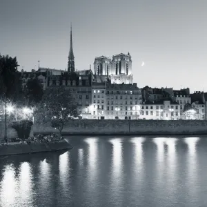 Notre Dame and Ile de la Cite Black and White Print Notre Dame and Ile de la Cite Black and White Print