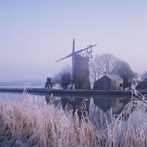 Oby Mill in Frost, River Bure, Norfolk, England
