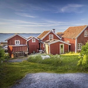 Old fishermen`s houses on Sandhamn Island, Stockholm County, Sweden