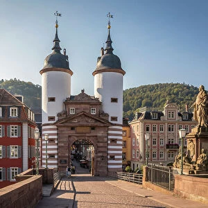 Old Neckar bridge with city gate Heidelberg, Baden-Wurttemberg, Germany