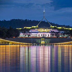 Old Parliament House illuminated during the Enlighten Festival, Canberra