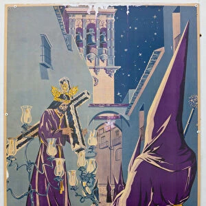 Old Semana Santa poster, Arcos De la Fontera, Cadiz Province, Andalusia, Spain