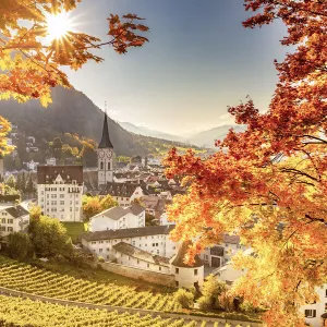 Old town of Chur in autumn. Chur, Canton of Graubunden, Switzerland